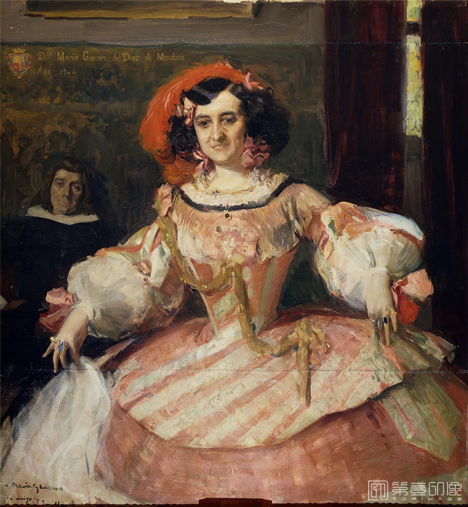 油画-西班牙普拉多美术馆油画藏画-Sorolla y Bastida, Joaquín-La actriz María Guerrero como La dama boba-2596